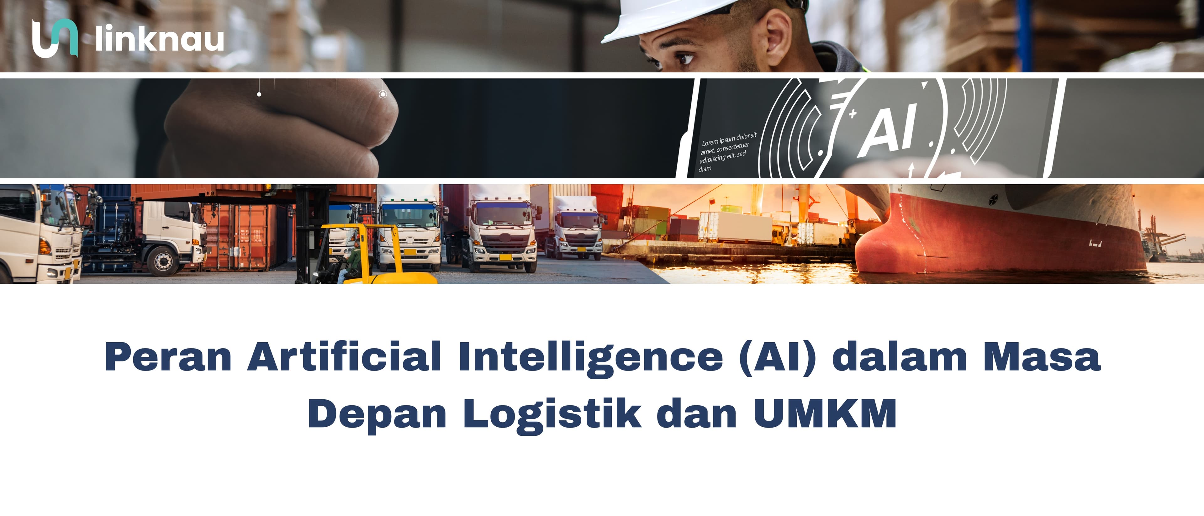 Ilustrasi teknologi Artificial Intelligence (AI) yang digunakan dalam sistem logistik digital untuk membantu analisis data, manajemen gudang, dan efisiensi pengiriman barang.